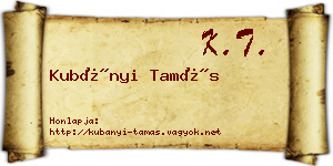 Kubányi Tamás névjegykártya